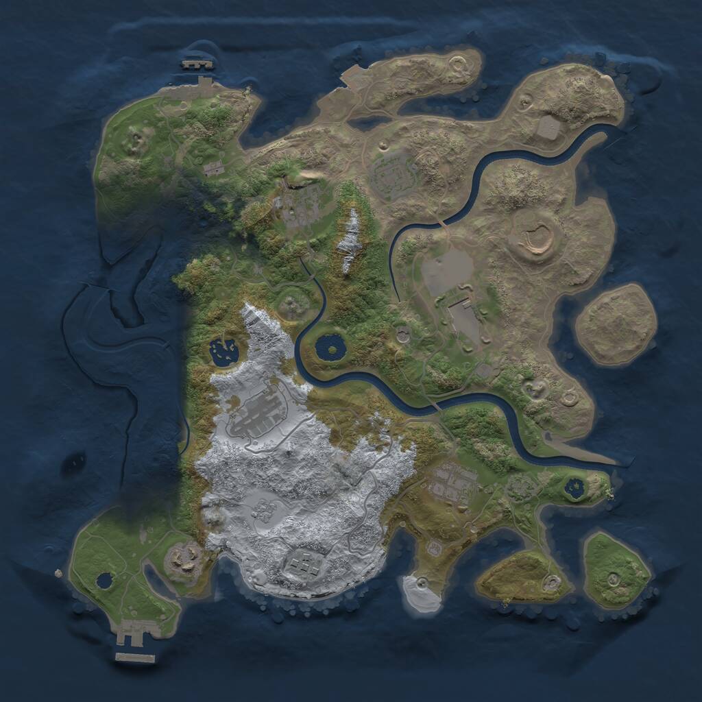 Rust Map: Procedural Map, Size: 3600, Seed: 371873536, 15 Monuments