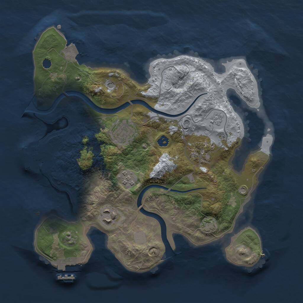 Rust Map: Procedural Map, Size: 2750, Seed: 893811470, 10 Monuments
