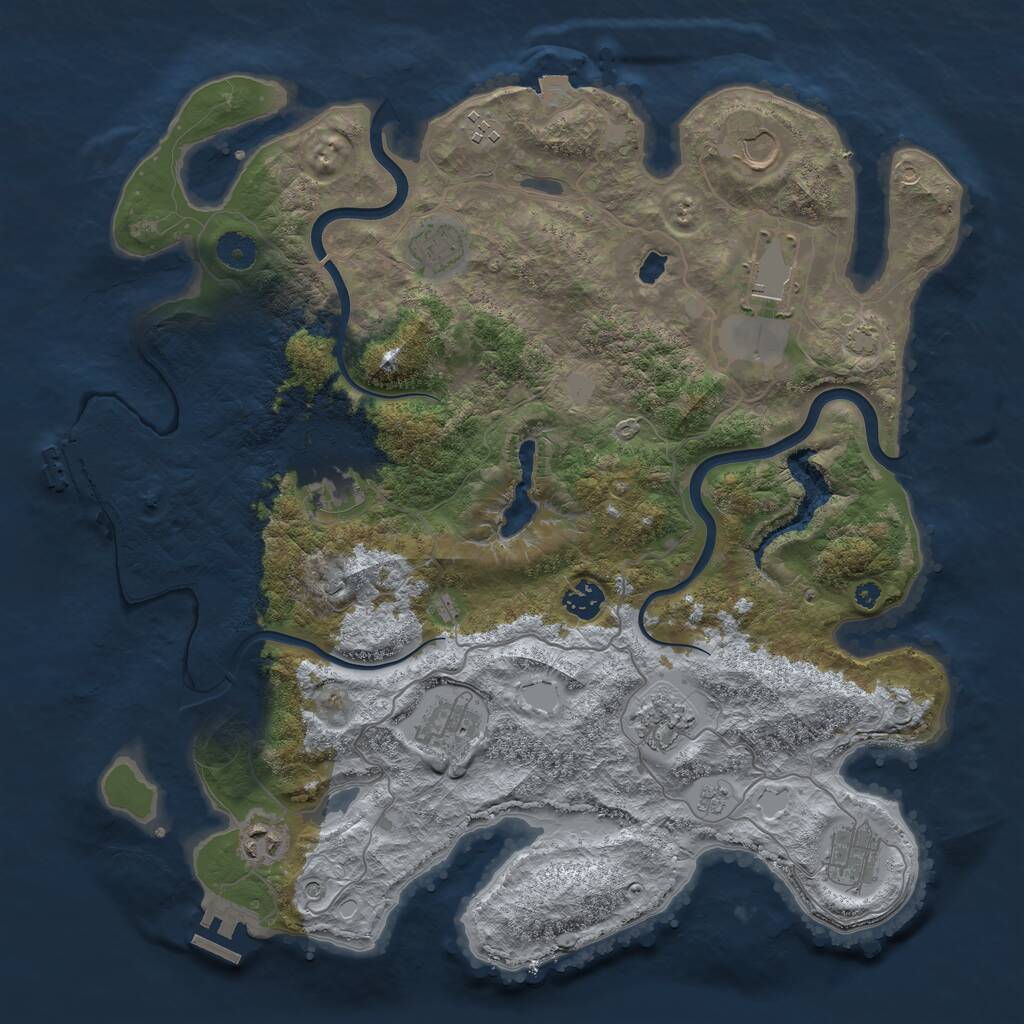 Rust Map: Procedural Map, Size: 4000, Seed: 62901634, 16 Monuments