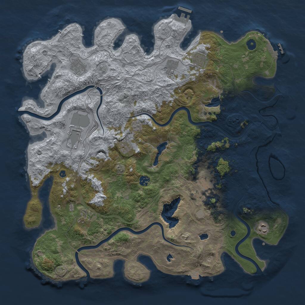 Rust Map: Procedural Map, Size: 4500, Seed: 708167757, 16 Monuments
