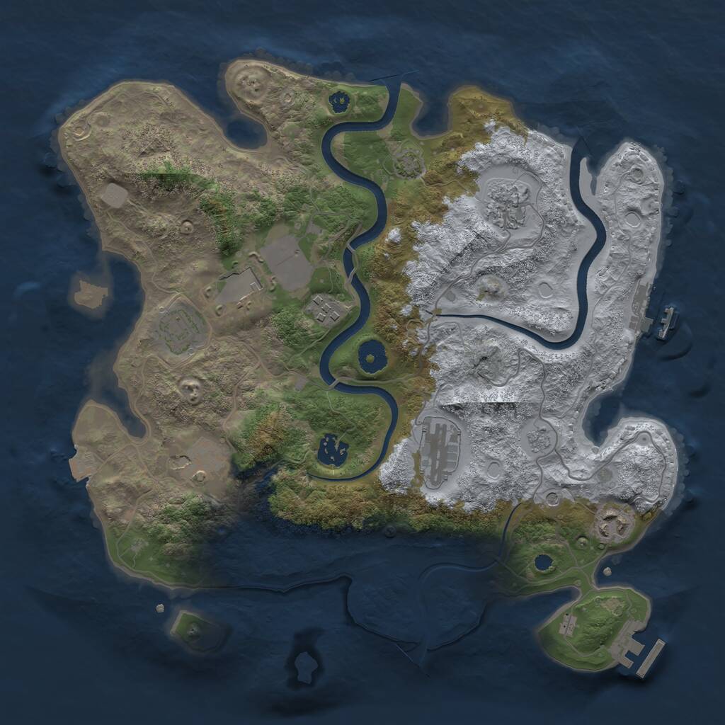 Rust Map: Procedural Map, Size: 3500, Seed: 39775397, 14 Monuments