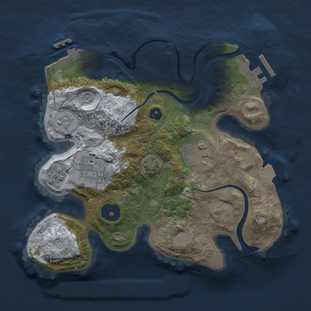Rust Map: Procedural Map, Size: 2500, Seed: 1379023578, 9 Monuments