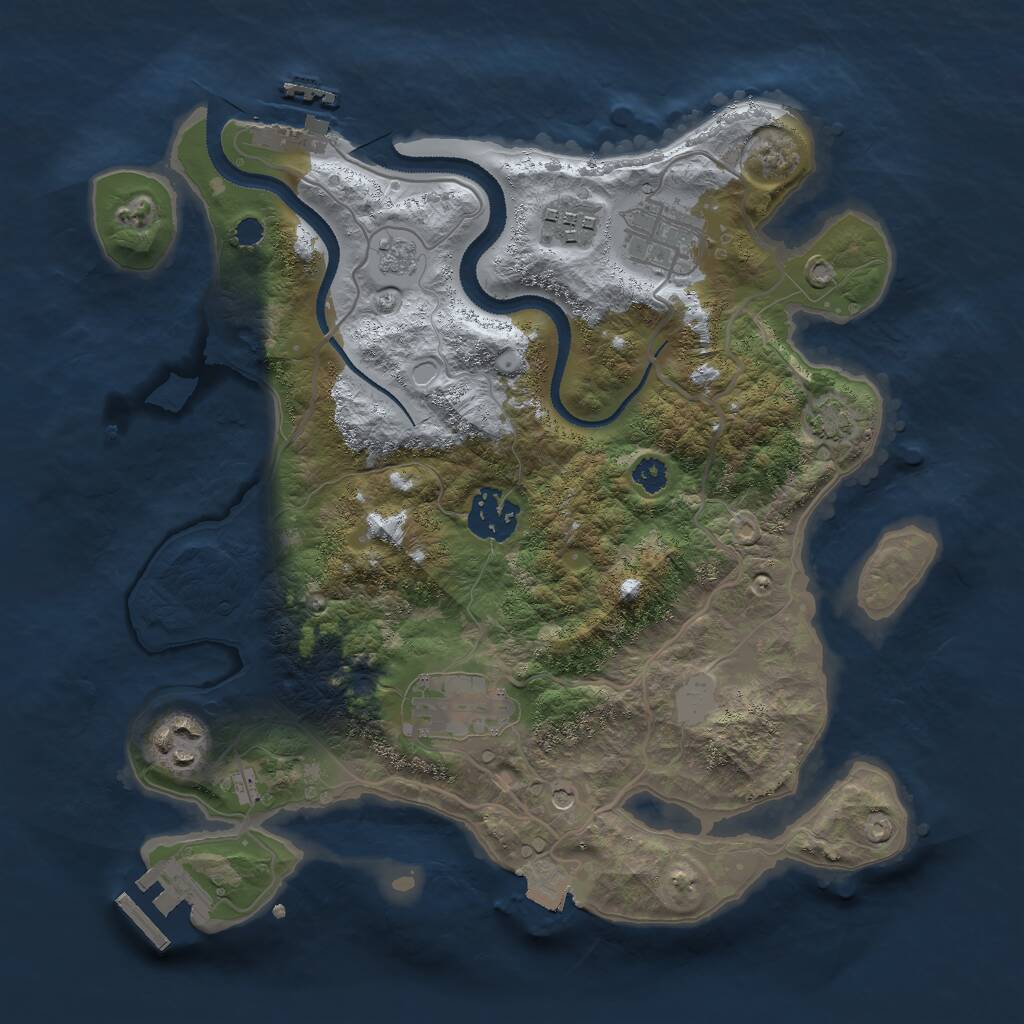 Rust Map: Procedural Map, Size: 3000, Seed: 728434530, 11 Monuments