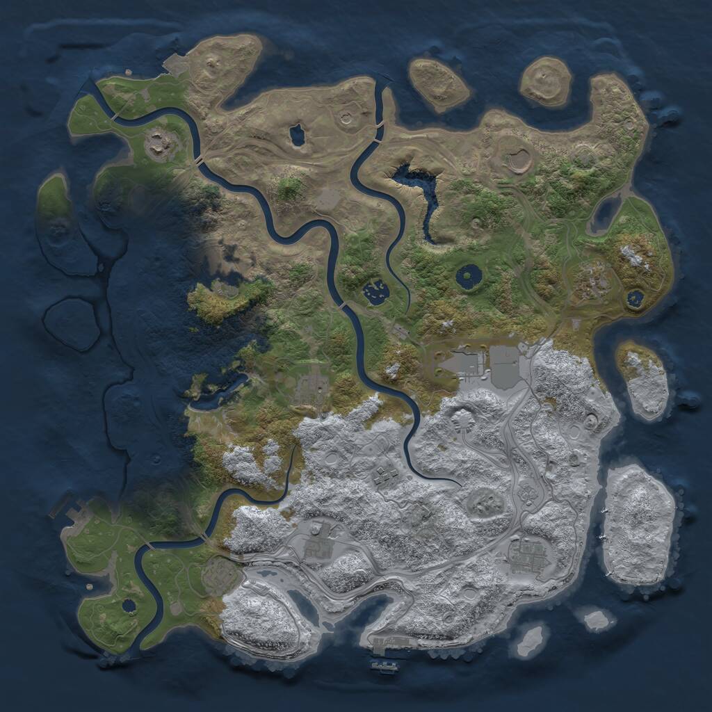 Rust Map: Procedural Map, Size: 4300, Seed: 243675803, 17 Monuments