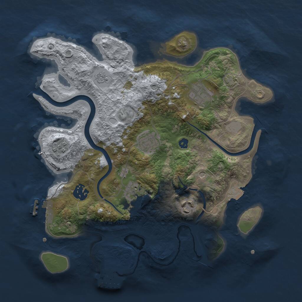 Rust Map: Procedural Map, Size: 3000, Seed: 28189, 12 Monuments