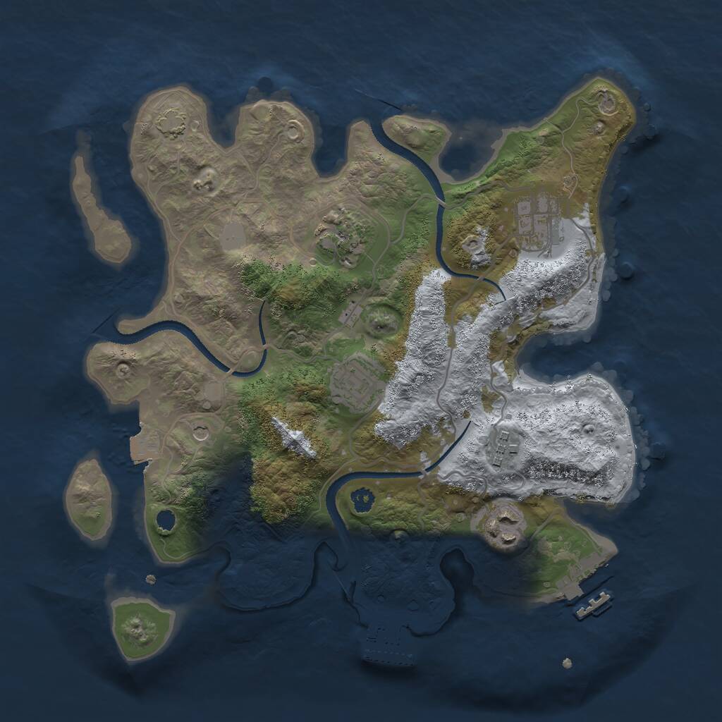 Rust Map: Procedural Map, Size: 3000, Seed: 27345, 10 Monuments