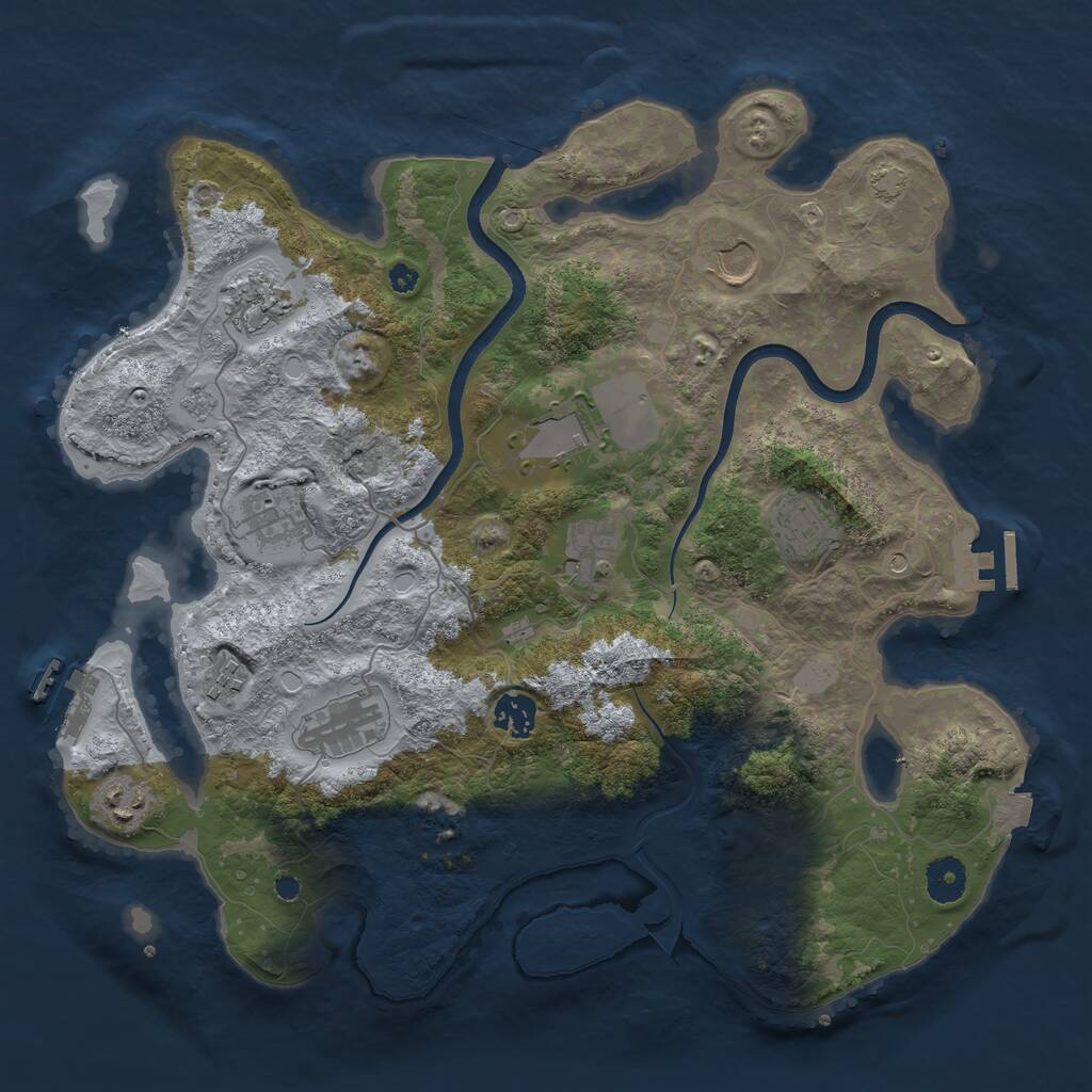 Rust Map: Procedural Map, Size: 3750, Seed: 1619820614, 16 Monuments