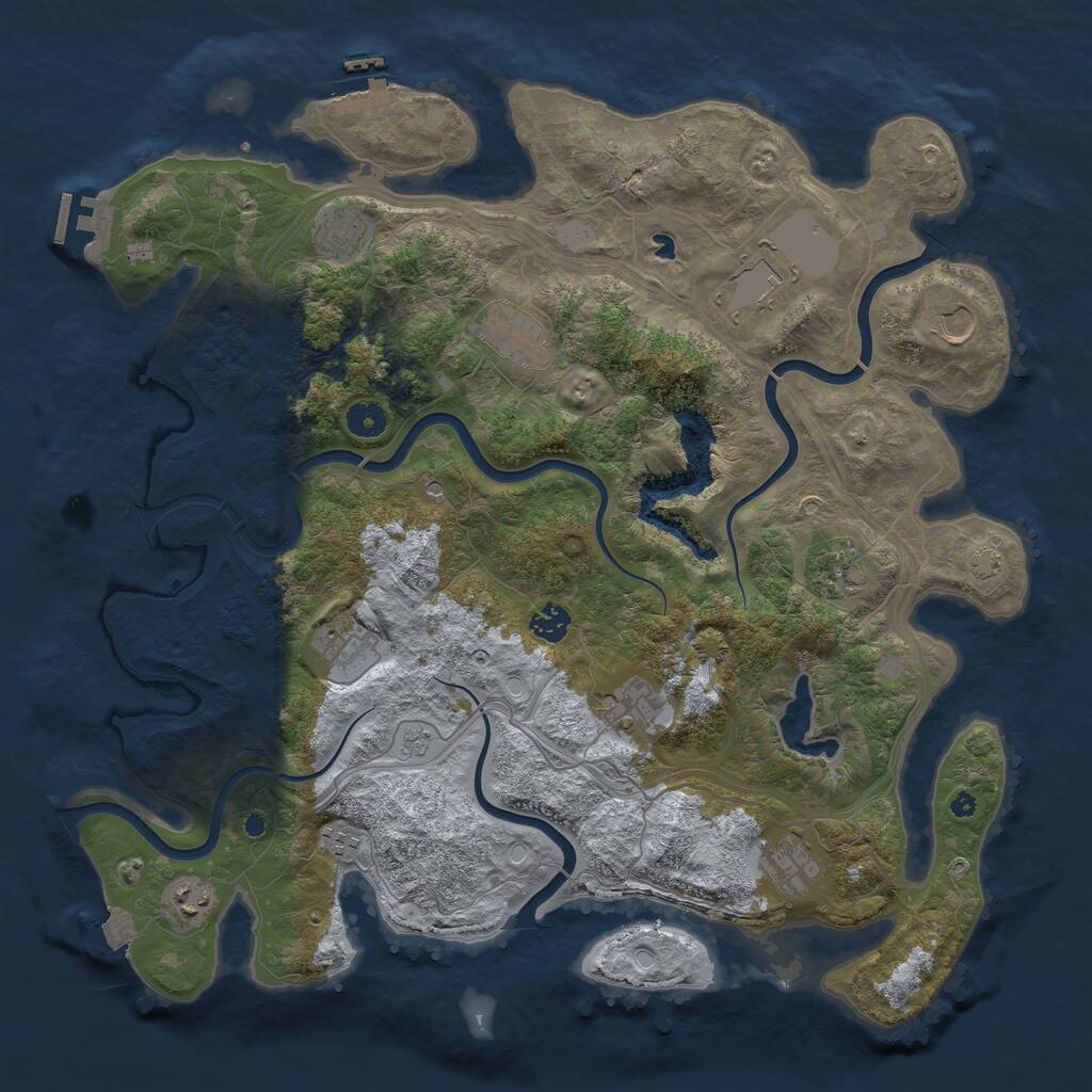 Rust Map: Procedural Map, Size: 4300, Seed: 1288222507, 17 Monuments