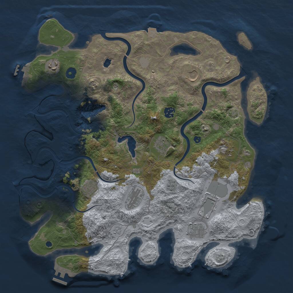 Rust Map: Procedural Map, Size: 4000, Seed: 76933, 16 Monuments
