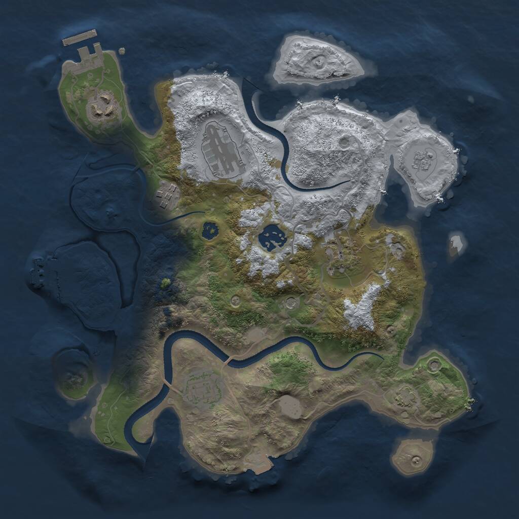 Rust Map: Procedural Map, Size: 3000, Seed: 8521, 12 Monuments