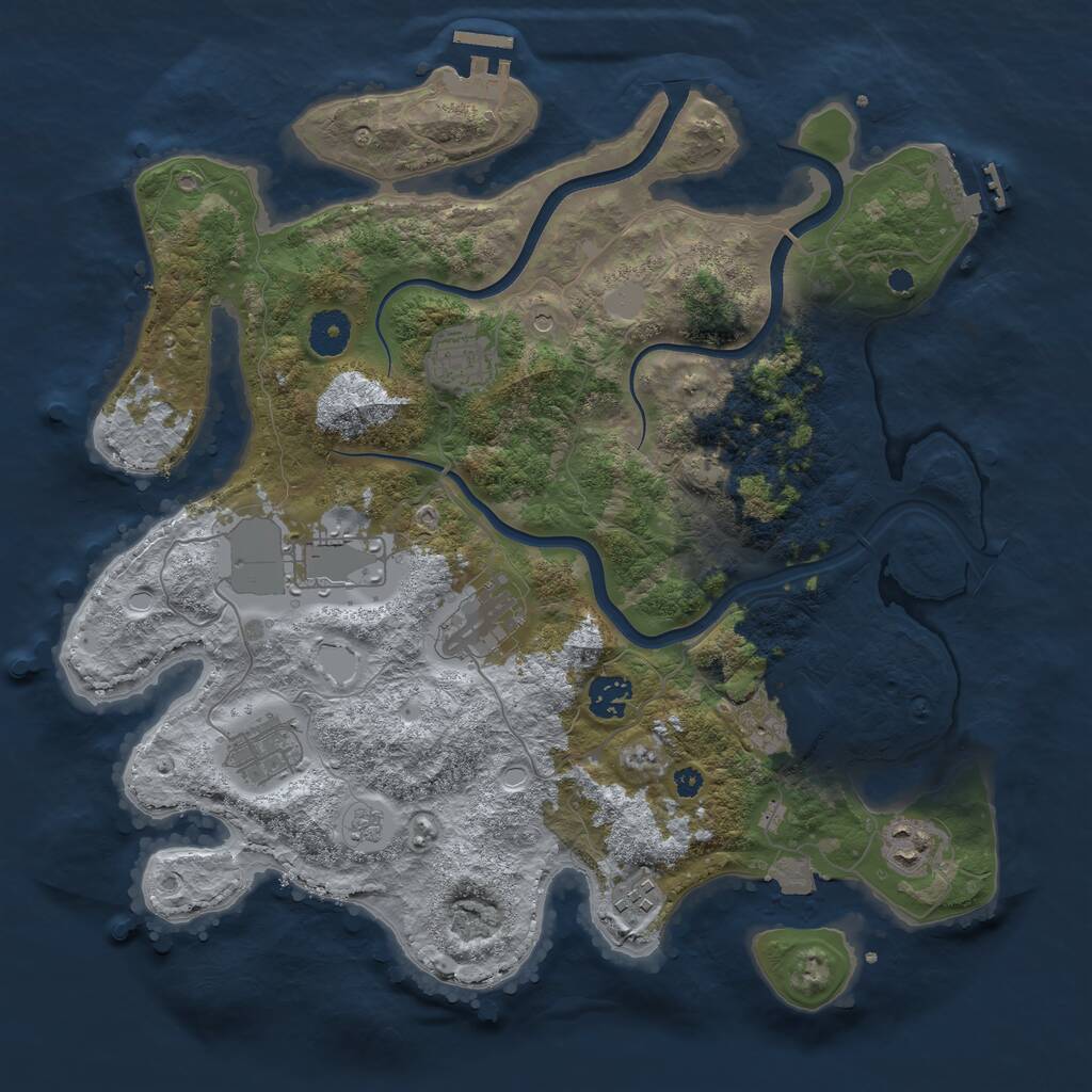 Rust Map: Procedural Map, Size: 3700, Seed: 715723105, 14 Monuments