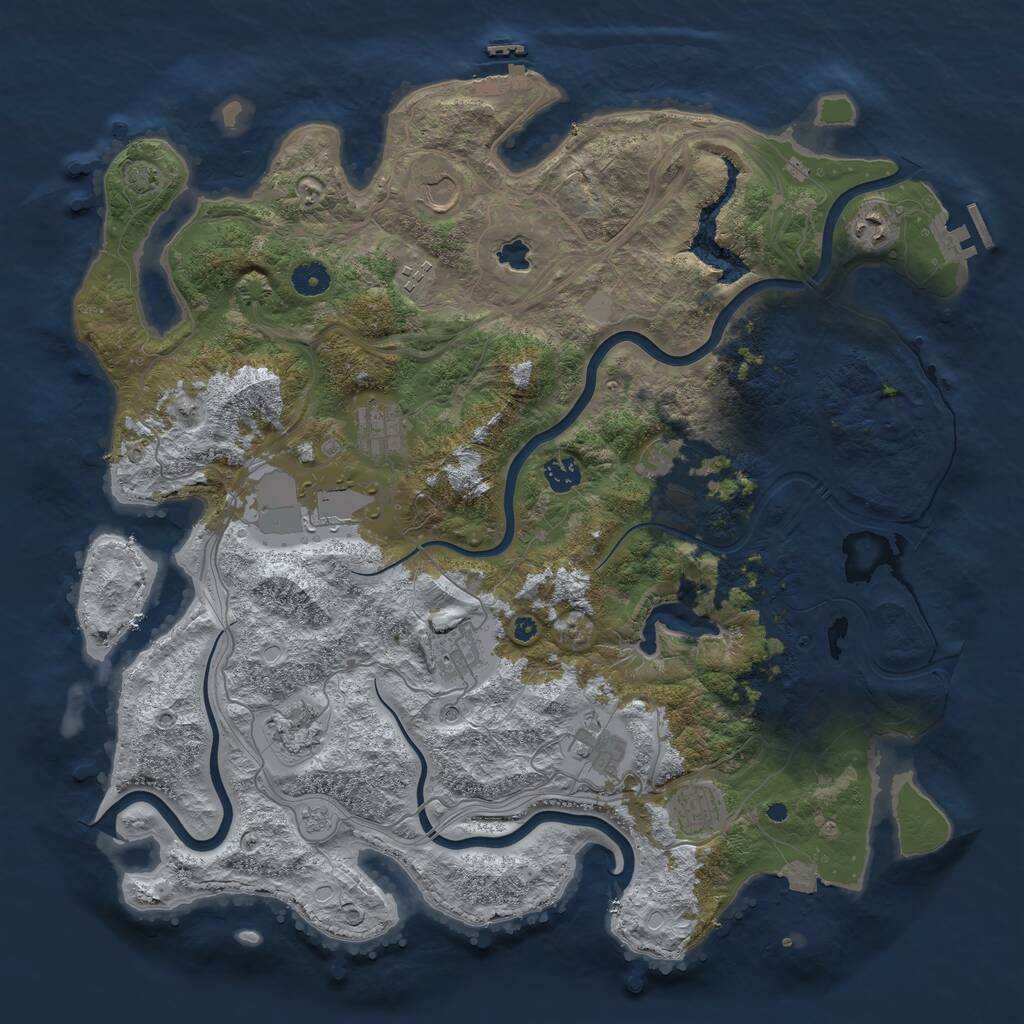 Rust Map: Procedural Map, Size: 4300, Seed: 2039259958, 17 Monuments