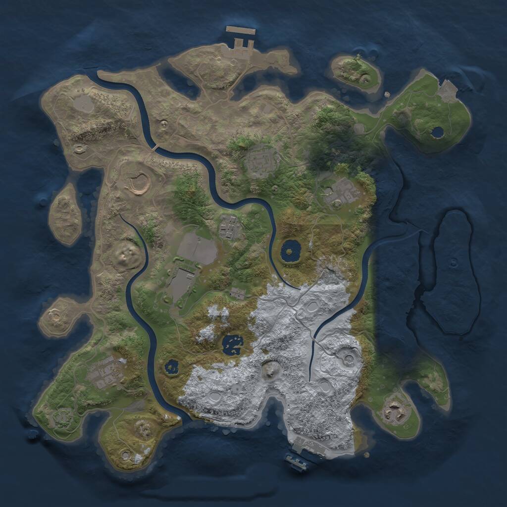 Rust Map: Procedural Map, Size: 3500, Seed: 1290697540, 13 Monuments