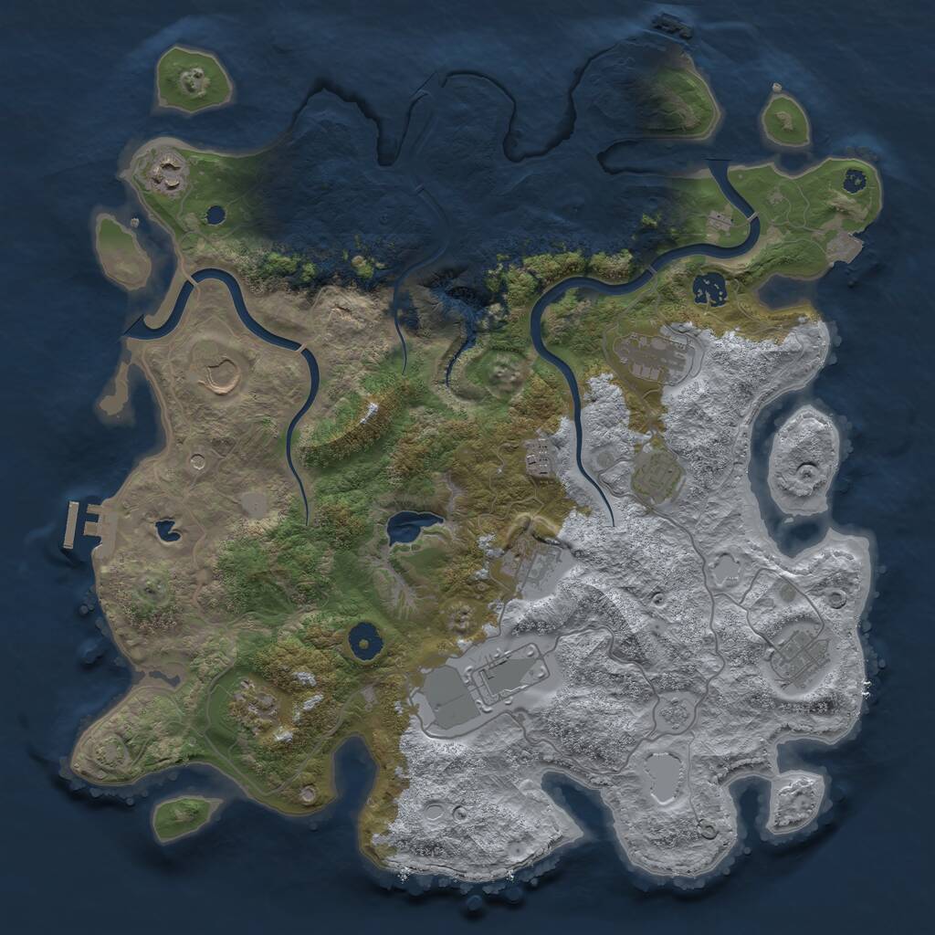Rust Map: Procedural Map, Size: 4000, Seed: 863083197, 16 Monuments