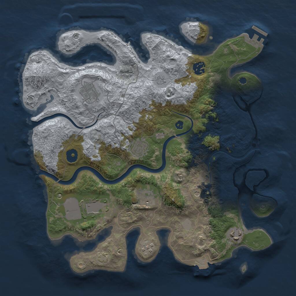 Rust Map: Procedural Map, Size: 3500, Seed: 628496704, 12 Monuments