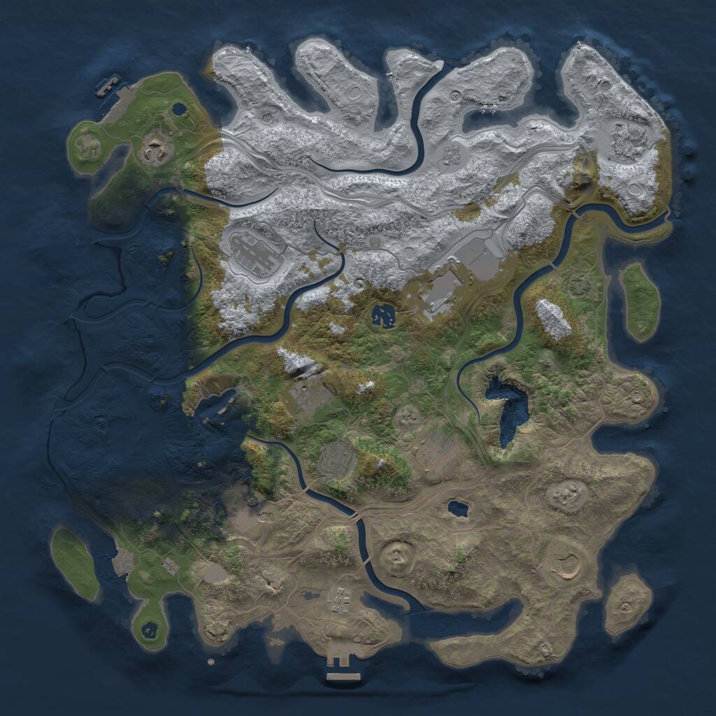 Rust Map: Procedural Map, Size: 4300, Seed: 799911751, 17 Monuments