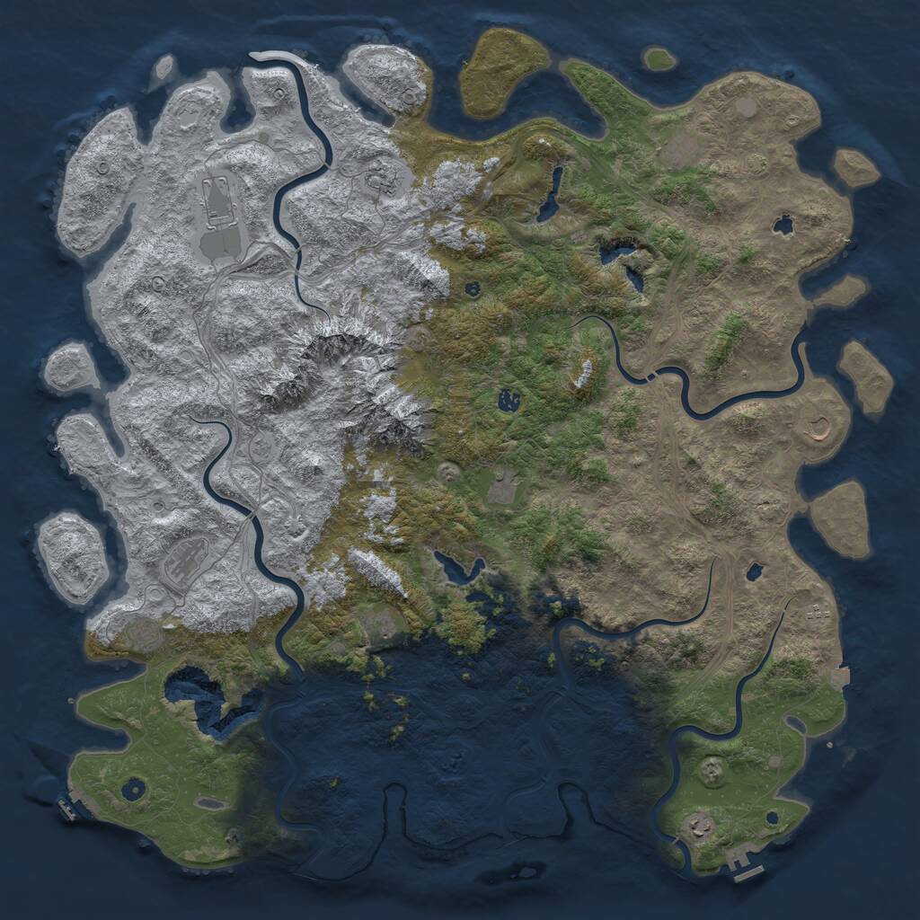 Rust Map: Procedural Map, Size: 6000, Seed: 6947894, 17 Monuments