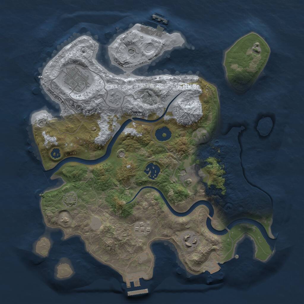 Rust Map: Procedural Map, Size: 3000, Seed: 2129598826, 11 Monuments