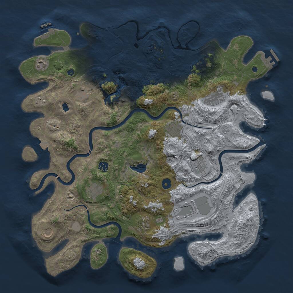 Rust Map: Procedural Map, Size: 4300, Seed: 333295688, 17 Monuments
