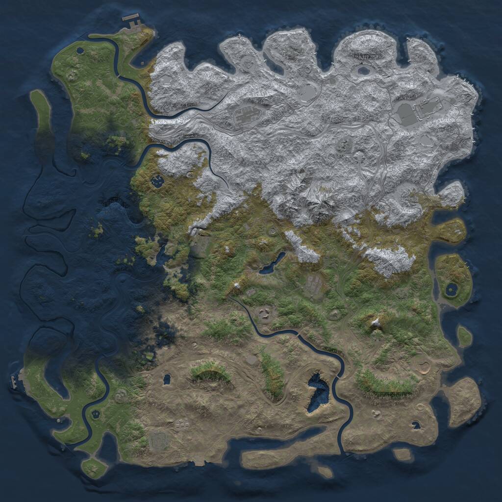 Rust Map: Procedural Map, Size: 6000, Seed: 238909786, 17 Monuments