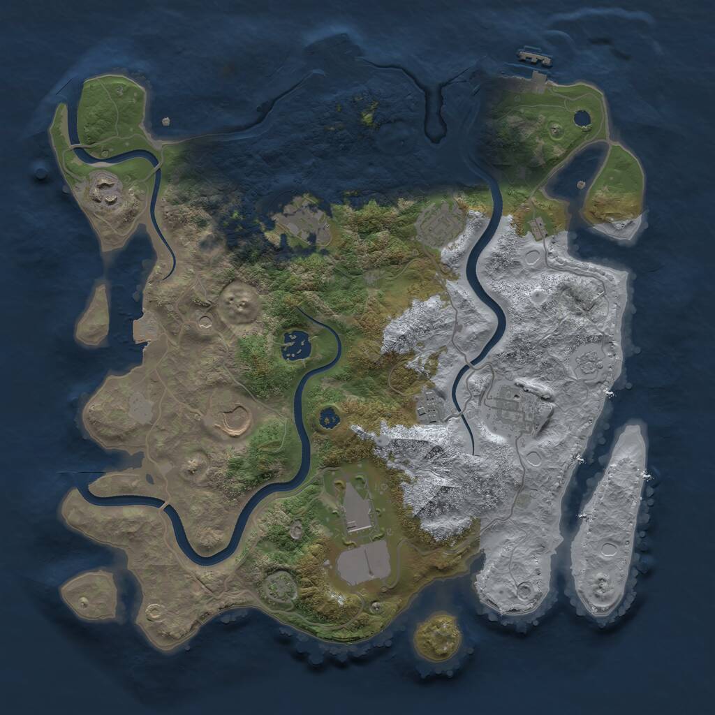 Rust Map: Procedural Map, Size: 3500, Seed: 142893166, 14 Monuments