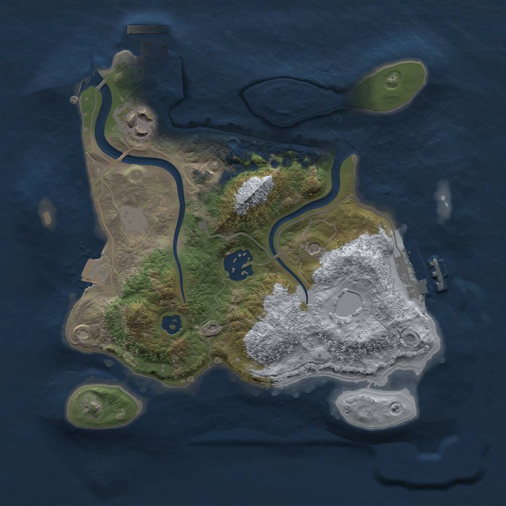 Rust Map: Procedural Map, Size: 2500, Seed: 34321487, 6 Monuments