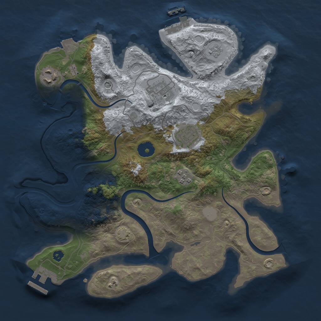 Rust Map: Procedural Map, Size: 3000, Seed: 202606, 10 Monuments
