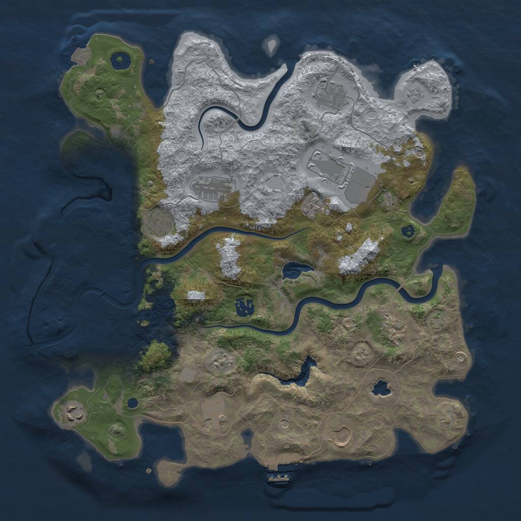 Rust Map: Procedural Map, Size: 4000, Seed: 593112200, 16 Monuments