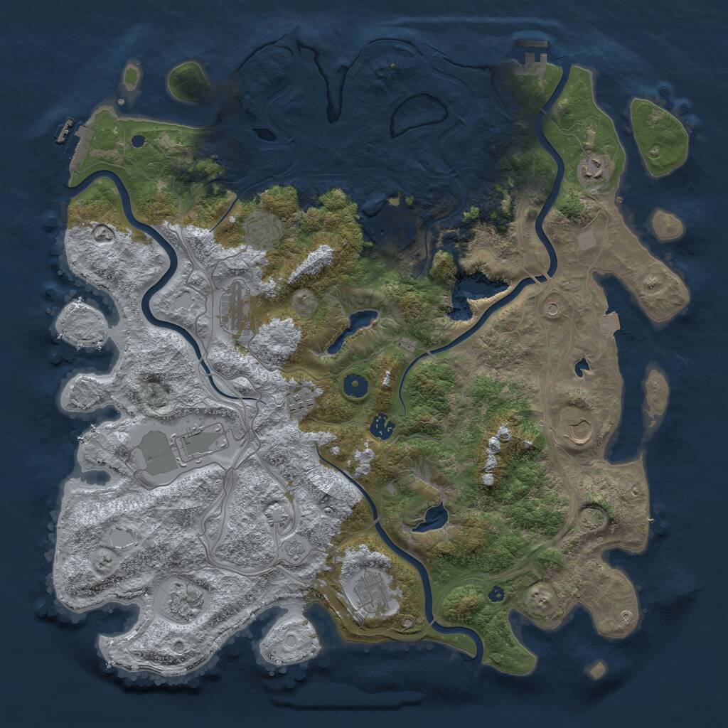 Rust Map: Procedural Map, Size: 4500, Seed: 42345677, 16 Monuments