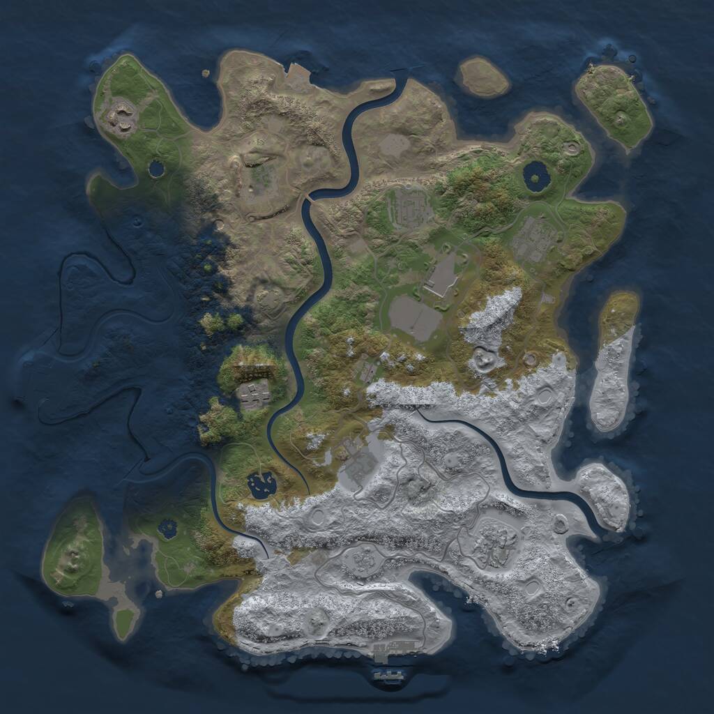 Rust Map: Procedural Map, Size: 3750, Seed: 2138314401, 15 Monuments