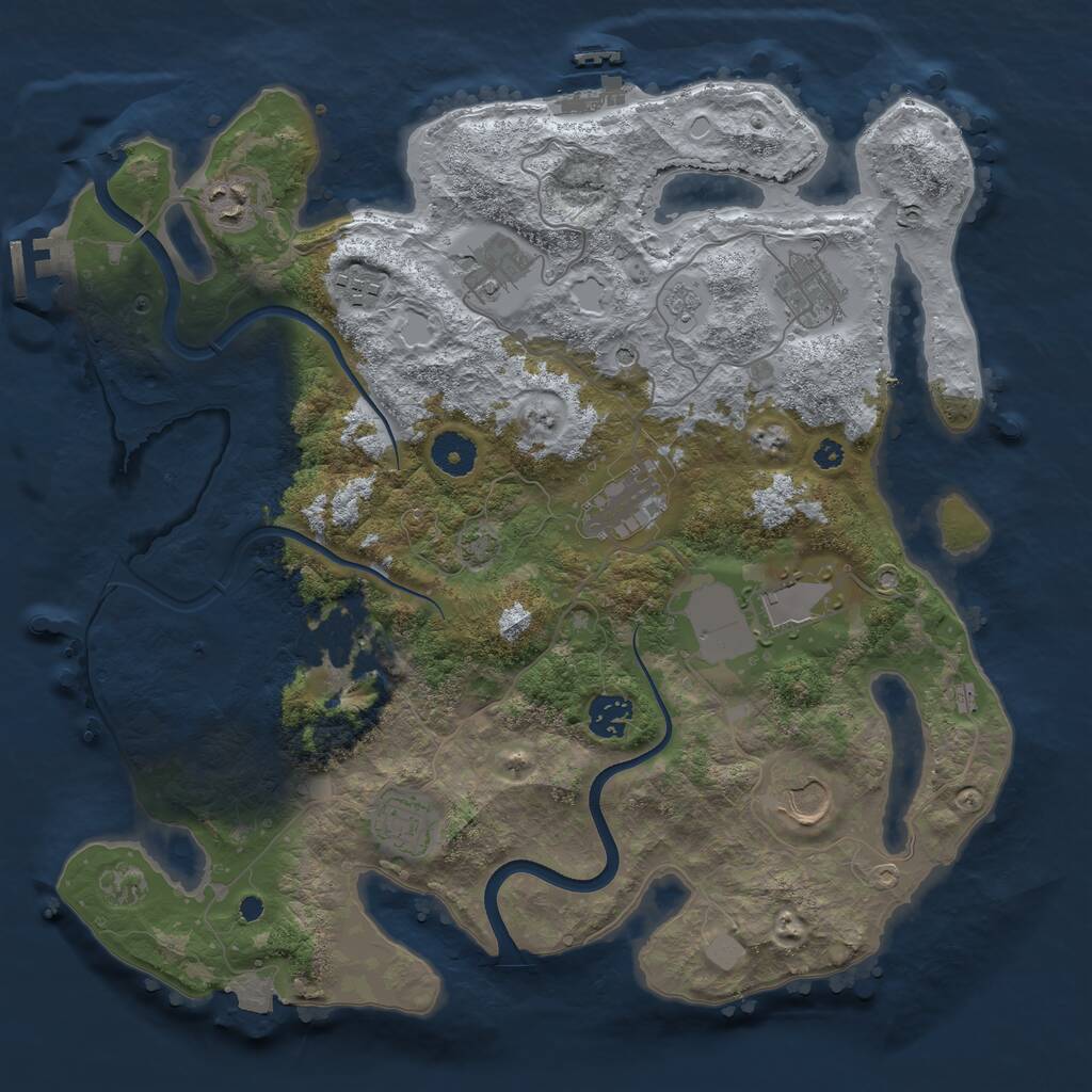 Rust Map: Procedural Map, Size: 3700, Seed: 1574033251, 16 Monuments
