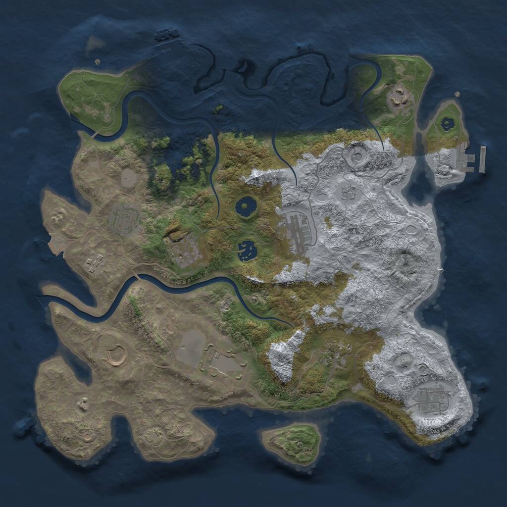 Rust Map: Procedural Map, Size: 3750, Seed: 1983981821, 16 Monuments