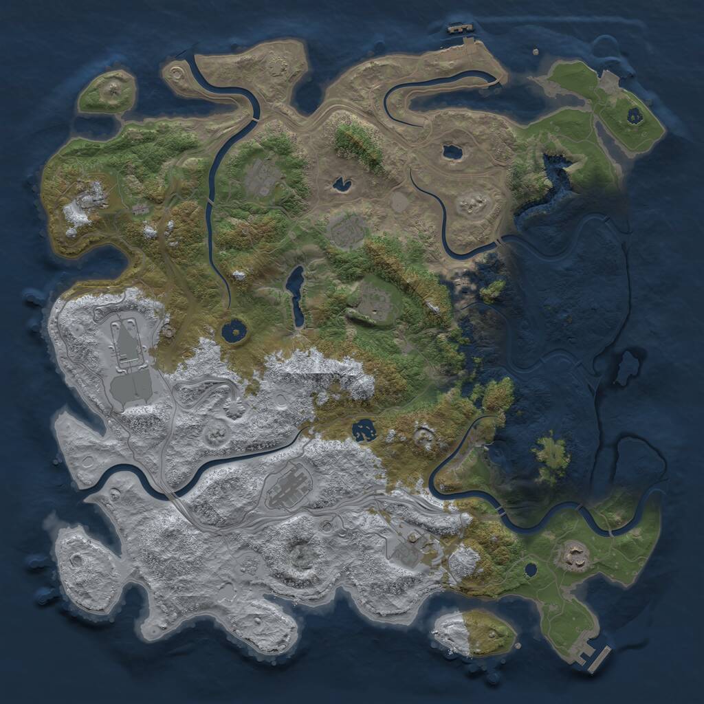 Rust Map: Procedural Map, Size: 4500, Seed: 487929500, 16 Monuments