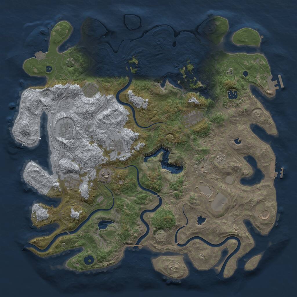 Rust Map: Procedural Map, Size: 4500, Seed: 833474683, 16 Monuments