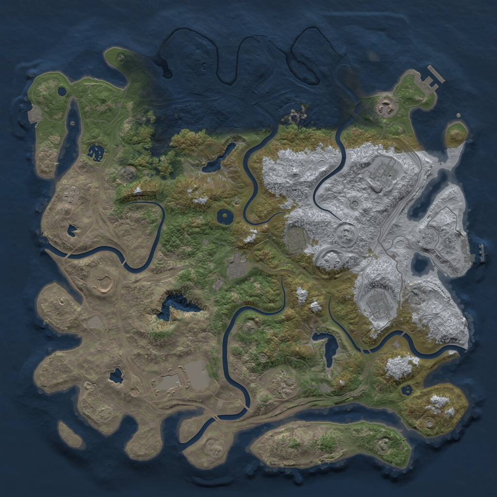 Rust Map: Procedural Map, Size: 4500, Seed: 280784883, 16 Monuments