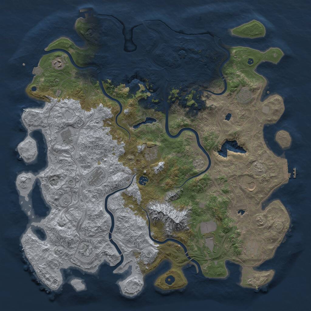 Rust Map: Procedural Map, Size: 5000, Seed: 614699542, 17 Monuments