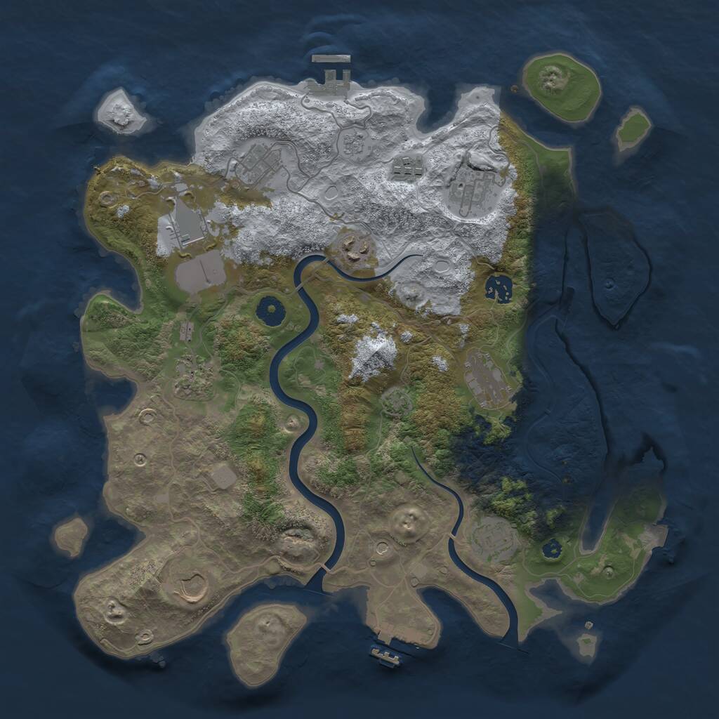 Rust Map: Procedural Map, Size: 3750, Seed: 1516993939, 16 Monuments