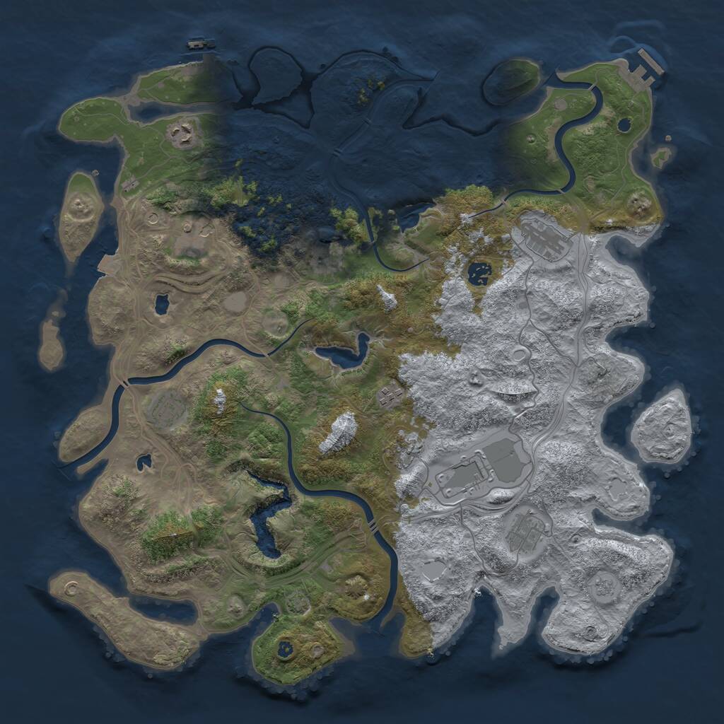 Rust Map: Procedural Map, Size: 4500, Seed: 1960078792, 16 Monuments