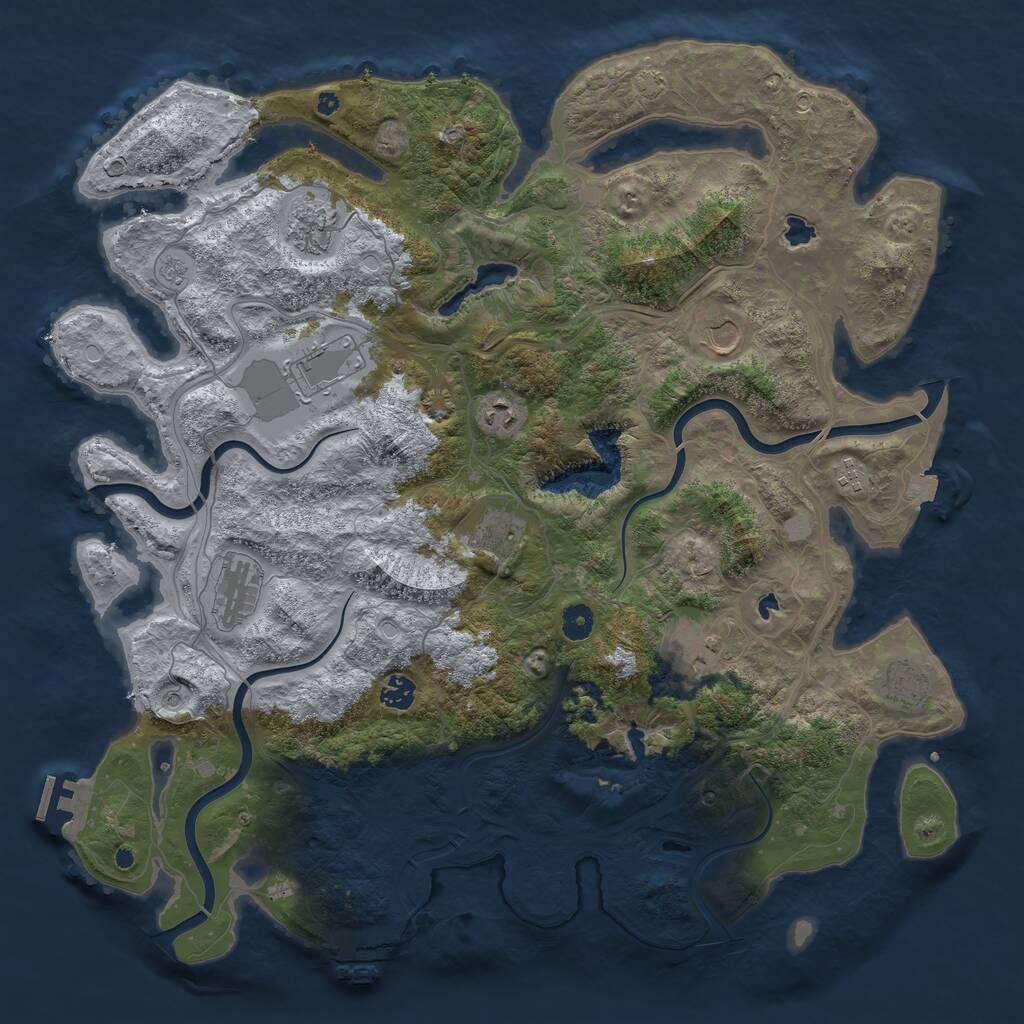 Rust Map: Procedural Map, Size: 4500, Seed: 900177897, 16 Monuments