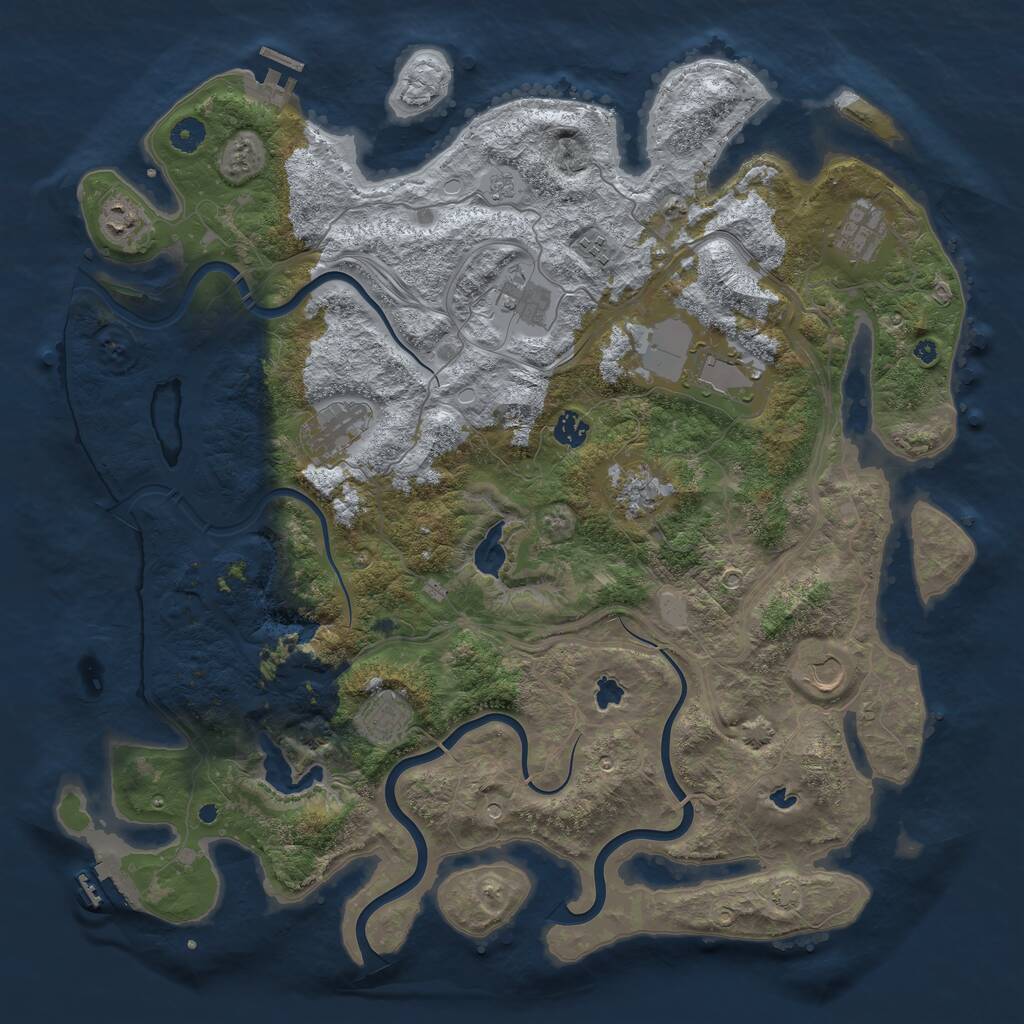 Rust Map: Procedural Map, Size: 4500, Seed: 1895383806, 16 Monuments