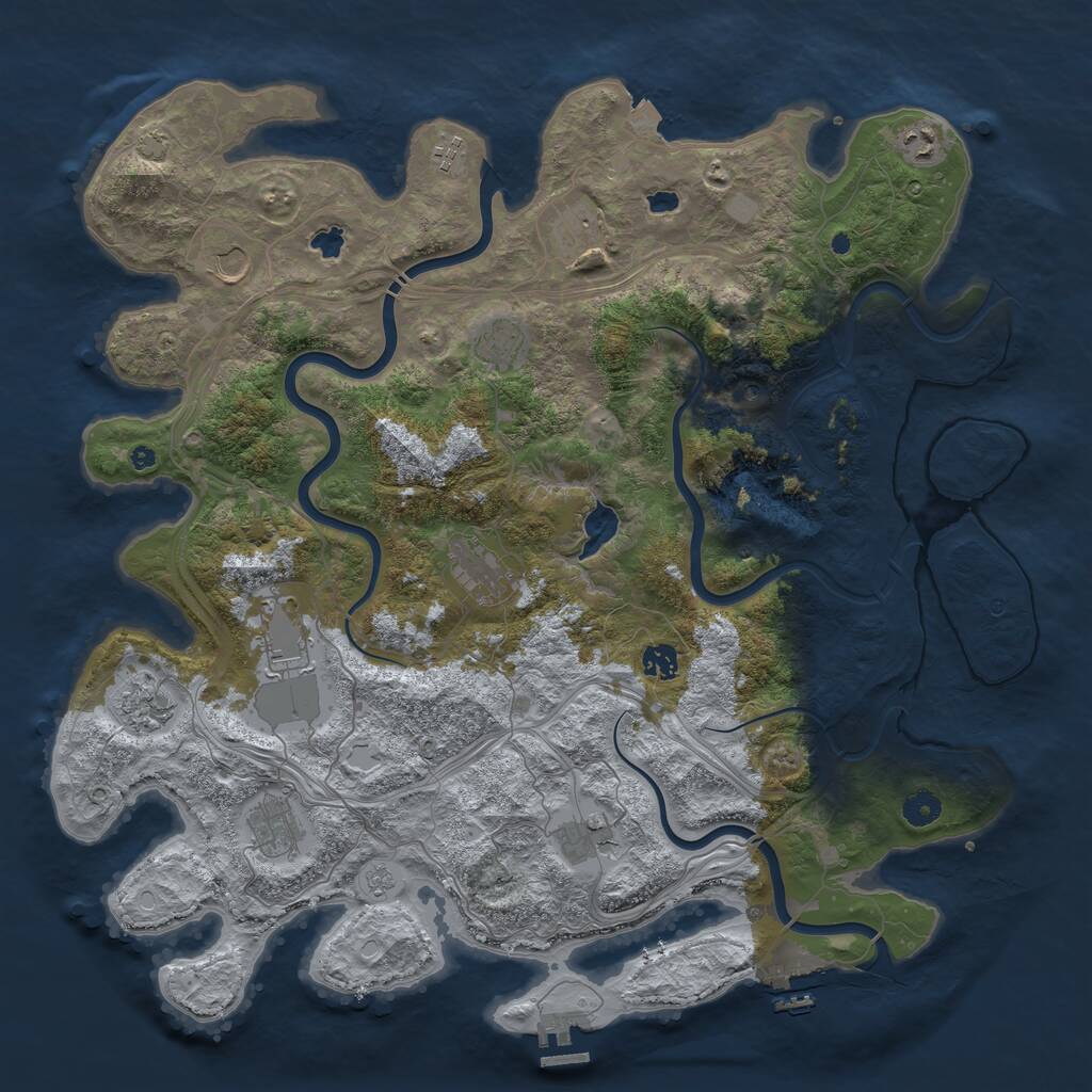 Rust Map: Procedural Map, Size: 4500, Seed: 1576548107, 17 Monuments