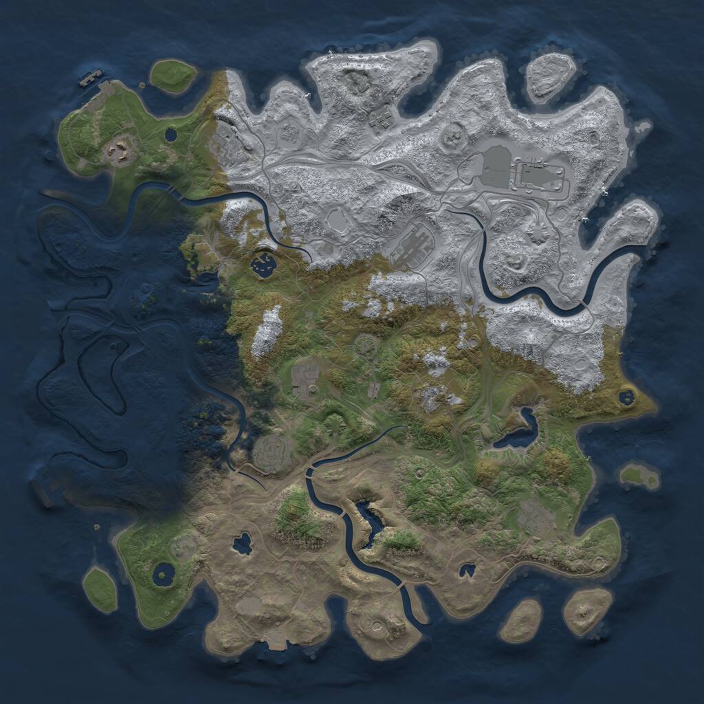 Rust Map: Procedural Map, Size: 4500, Seed: 1218200624, 16 Monuments