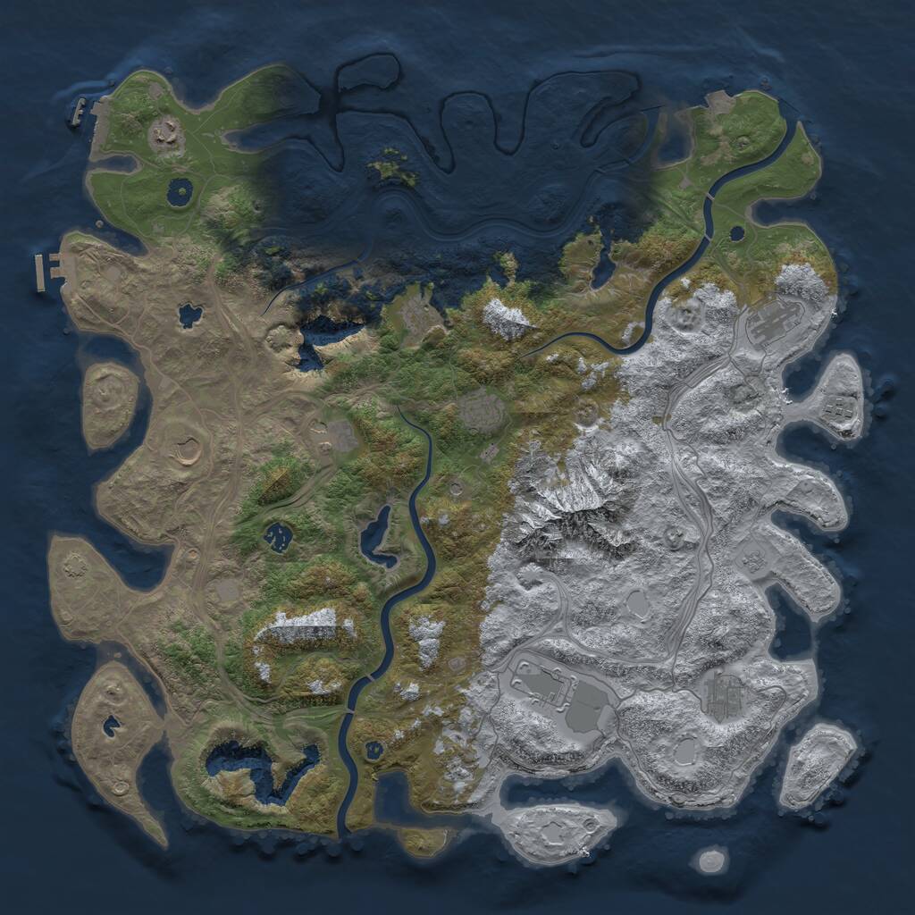 Rust Map: Procedural Map, Size: 5000, Seed: 34123829, 17 Monuments