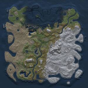 Thumbnail Rust Map: Procedural Map, Size: 5000, Seed: 34123829, 17 Monuments