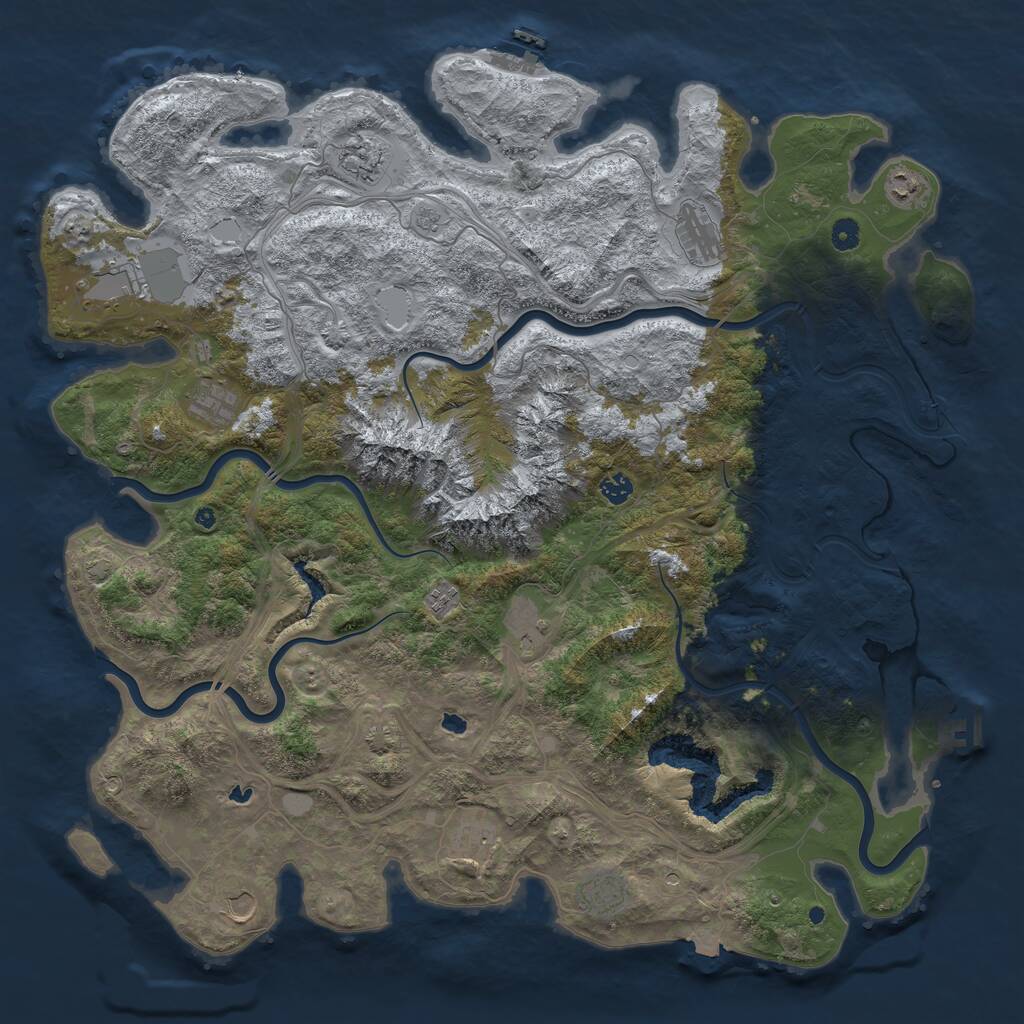 Rust Map: Procedural Map, Size: 5000, Seed: 833141278, 17 Monuments