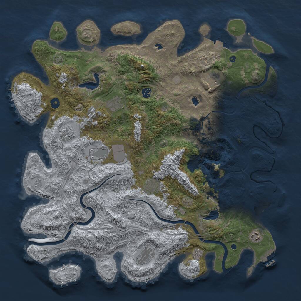 Rust Map: Procedural Map, Size: 4500, Seed: 1465105525, 15 Monuments