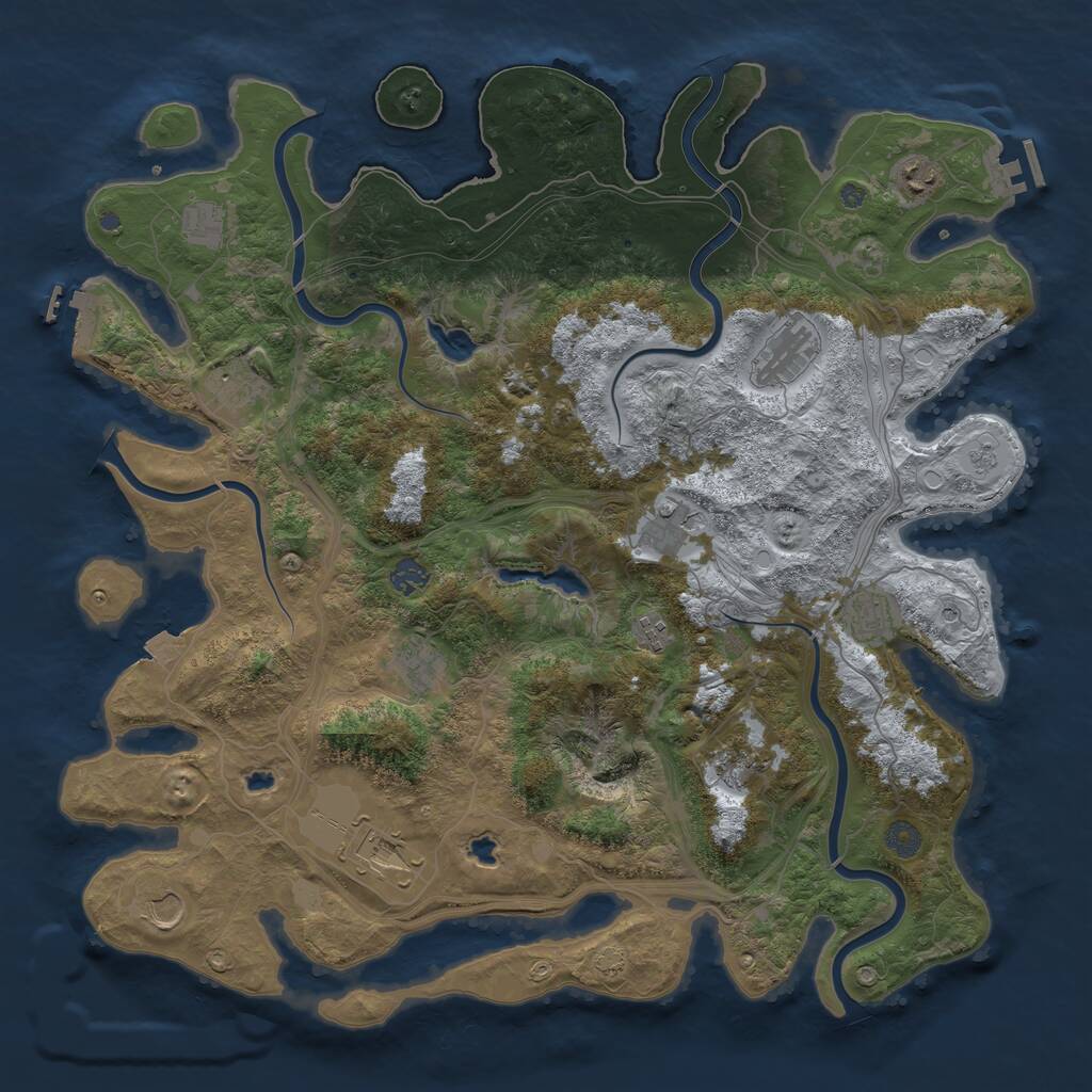 Rust Map: Procedural Map, Size: 4500, Seed: 1391768934, 17 Monuments