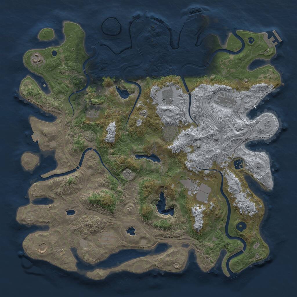 Rust Map: Procedural Map, Size: 4500, Seed: 1391768934, 16 Monuments