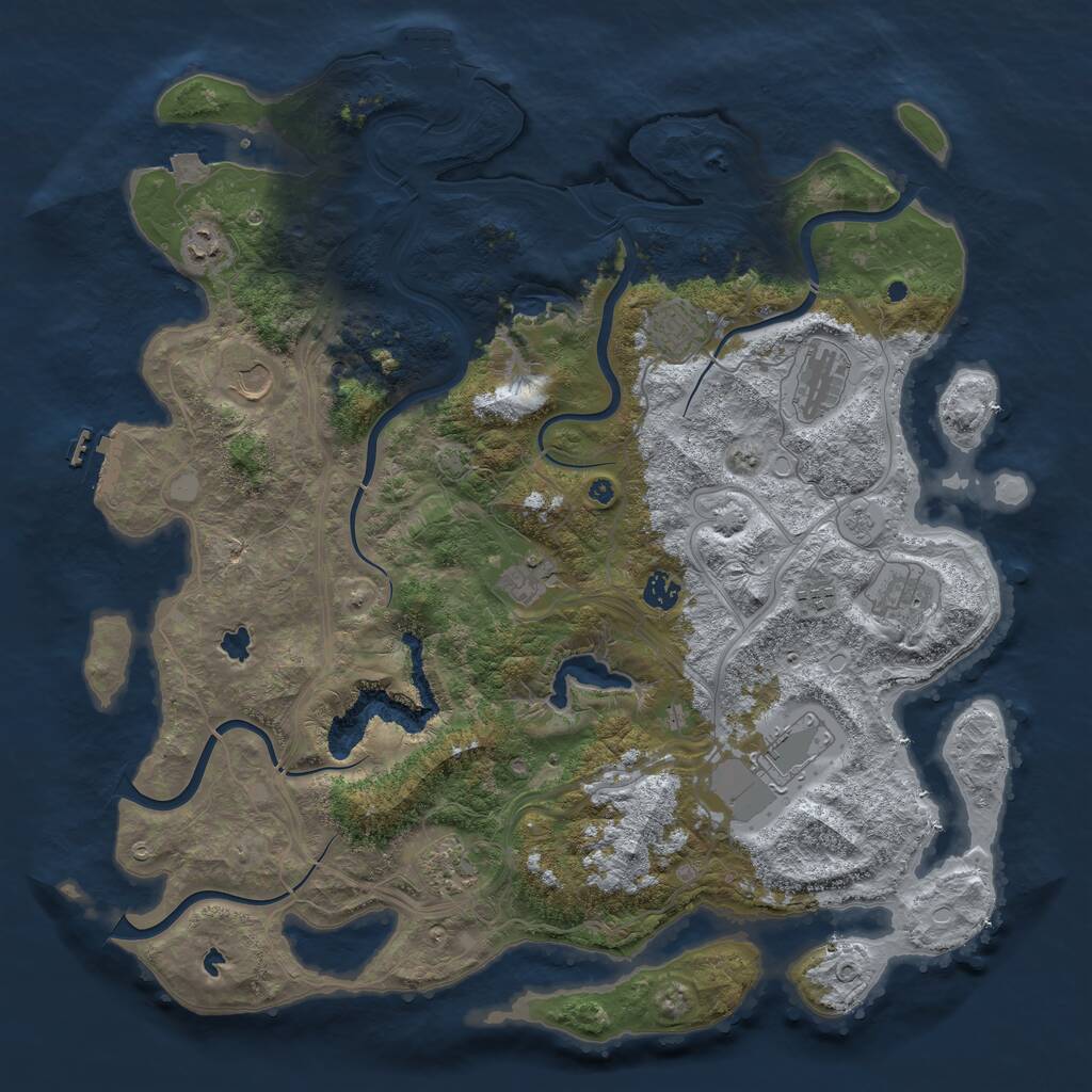 Rust Map: Procedural Map, Size: 4500, Seed: 618596673, 16 Monuments