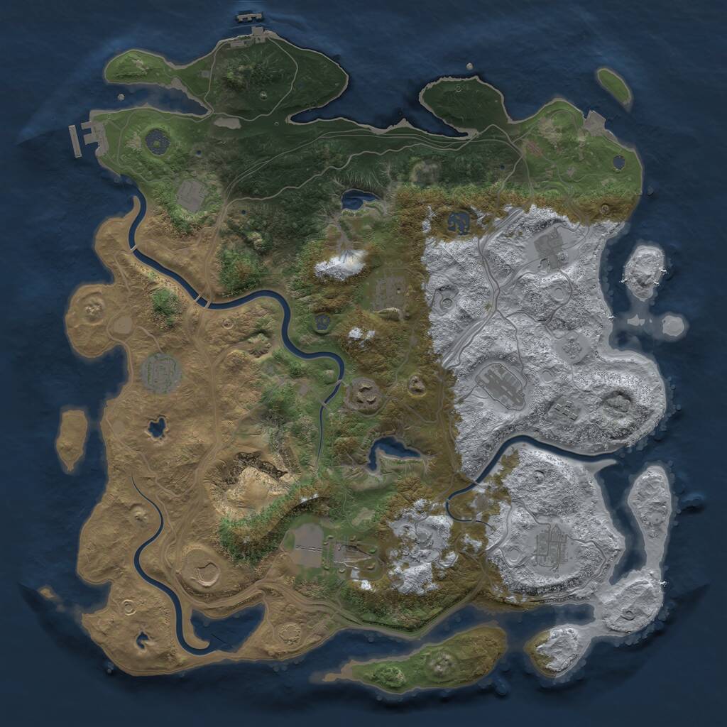 Rust Map: Procedural Map, Size: 4500, Seed: 618596673, 17 Monuments